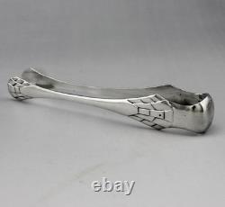Antique Art Deco solid silver sugar tongs, Minerva first standard