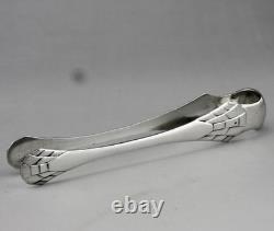 Antique Art Deco solid silver sugar tongs, Minerva first standard