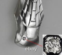 Antique Art Deco solid silver sugar tongs, Minerva first standard