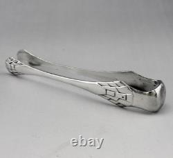 Antique Art Deco solid silver sugar tongs, Minerva first standard