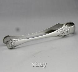 Antique Art Deco solid silver sugar tongs, Minerva first standard