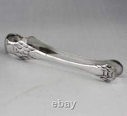 Antique Art Deco solid silver sugar tongs, Minerva first standard
