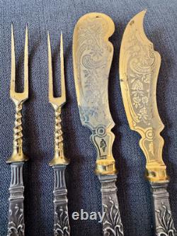 Antique Art Nouveau Cutlery Set, Handle in Solid Silver Mark 800