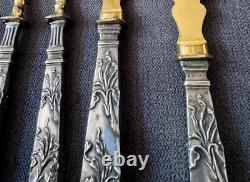 Antique Art Nouveau Cutlery Set, Solid Silver Handle 800 Mark