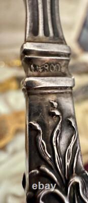 Antique Art Nouveau Cutlery Set, Solid Silver Handle 800 Mark