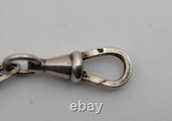 Antique Art Nouveau Pocket Watch Chain Solid Silver & 18K Gold # K4
