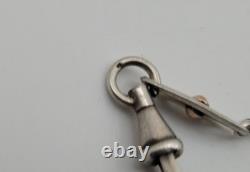Antique Art Nouveau Pocket Watch Chain Solid Silver & 18K Gold # K4