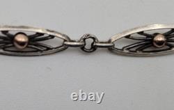 Antique Art Nouveau Pocket Watch Chain Solid Silver & 18K Gold # K4