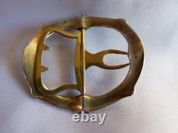 Antique Art Nouveau Silver Belt Buckle 1900 with Floral Decoration