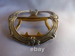 Antique Art Nouveau Silver Belt Buckle 1900 with Floral Decoration