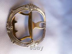Antique Art Nouveau Silver Belt Buckle 1900 with Floral Decoration