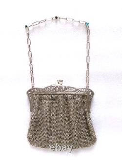 Antique Art Nouveau Solid Silver Chainmail Bag (circa 1900)