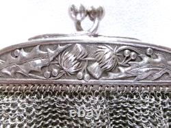 Antique Art Nouveau Solid Silver Chainmail Bag (circa 1900)