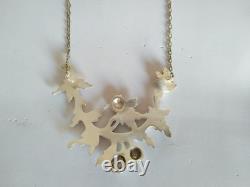 Antique Art Nouveau Solid Silver Floral Pectoral Necklace 1900