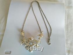 Antique Art Nouveau Solid Silver Floral Pectoral Necklace 1900