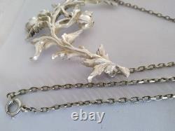Antique Art Nouveau Solid Silver Floral Pectoral Necklace 1900