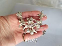 Antique Art Nouveau Solid Silver Floral Pectoral Necklace 1900
