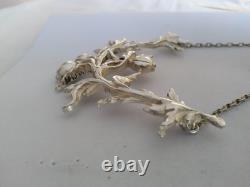 Antique Art Nouveau Solid Silver Floral Pectoral Necklace 1900