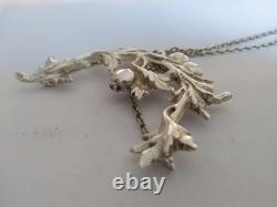 Antique Art Nouveau Solid Silver Floral Pectoral Necklace 1900