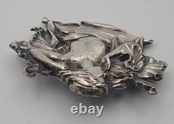 Antique Art Nouveau Sterling Silver Nymph Woman Flower Pendant Brooch #F5