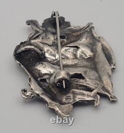 Antique Art Nouveau Sterling Silver Nymph Woman Flower Pendant Brooch #F5