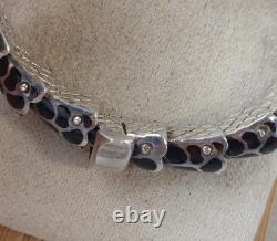 Antique Articulated Snake Bracelet in Solid Silver and Cloisonné Enamel