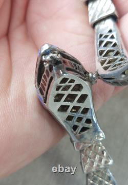 Antique Articulated Snake Bracelet in Solid Silver and Cloisonné Enamel