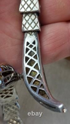 Antique Articulated Snake Bracelet in Solid Silver and Cloisonné Enamel