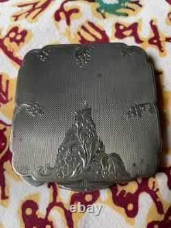 Antique Austrian .900 Silver-Gilt Handbag Powder Compact with Mirror, Circa 1920
