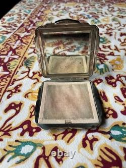 Antique Austrian .900 Silver-Gilt Handbag Powder Compact with Mirror, Circa 1920