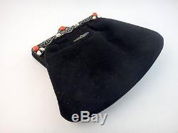 Antique Baroque Sterling Silver Baroque Coral Pearl Coral Art Deco Evening Bag