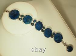 Antique Blue Stone Solid Silver Bracelet