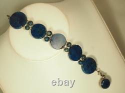Antique Blue Stone Solid Silver Bracelet