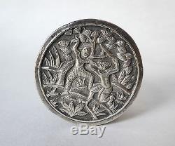 Antique Box Sterling Silver Monkey 19th Century China Silver Box