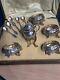 Antique Box With 4 Salt Cellars And A Mustard Pot In Solid Silver, Minerva Punch