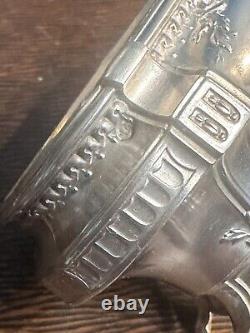 Antique Box with 4 Salt Cellars and a Mustard Pot in Solid Silver, Minerva Punch