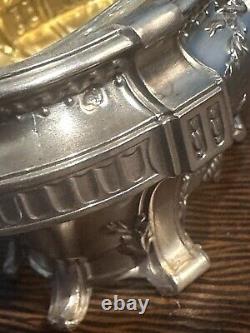Antique Box with 4 Salt Cellars and a Mustard Pot in Solid Silver, Minerva Punch