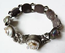 Antique Bracelet In Sterling Silver + Iridescent Snail Pearl Jewel Bracelet Silver