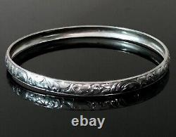 Antique Bracelet in 800 Solid Silver with Floral Design Tree Stamp