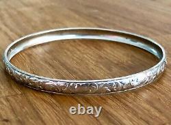 Antique Bracelet in 800 Solid Silver with Floral Design Tree Stamp