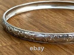 Antique Bracelet in 800 Solid Silver with Floral Design Tree Stamp