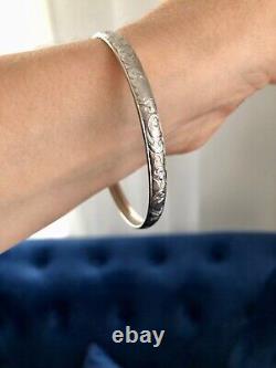 Antique Bracelet in 800 Solid Silver with Floral Design Tree Stamp