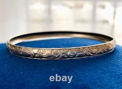 Antique Bracelet in 800 Solid Silver with Floral Design Tree Stamp