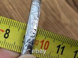 Antique Bracelet in 800 Solid Silver with Floral Design Tree Stamp