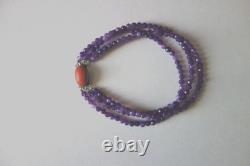 Antique Bracelet in Amethyst, Coral, and Silver