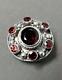 Antique Brooch Pendant Garnet Stones Set In Solid Silver