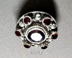 Antique Brooch Pendant Garnet Stones Set in Solid Silver