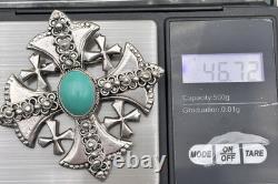 Antique Brooch Pendant Jewelry Cross Solid Silver Sterling Silver Jewelry 47g