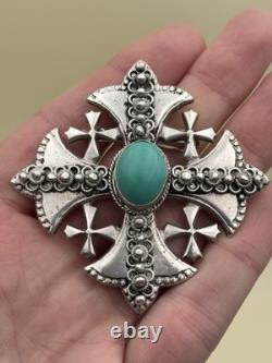Antique Brooch Pendant Jewelry Cross Solid Silver Sterling Silver Jewelry 47g