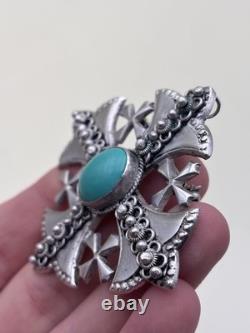 Antique Brooch Pendant Jewelry Cross Solid Silver Sterling Silver Jewelry 47g